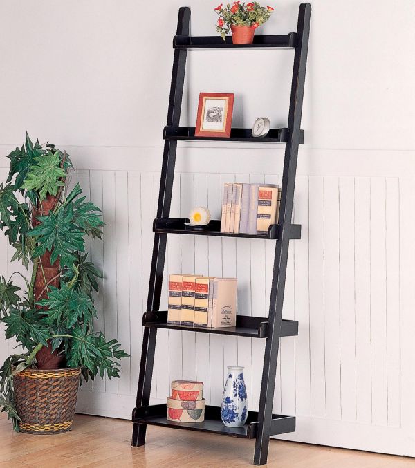 ladder-style leaning bookshelf. photo credit: Woodstock Furniture Outlet