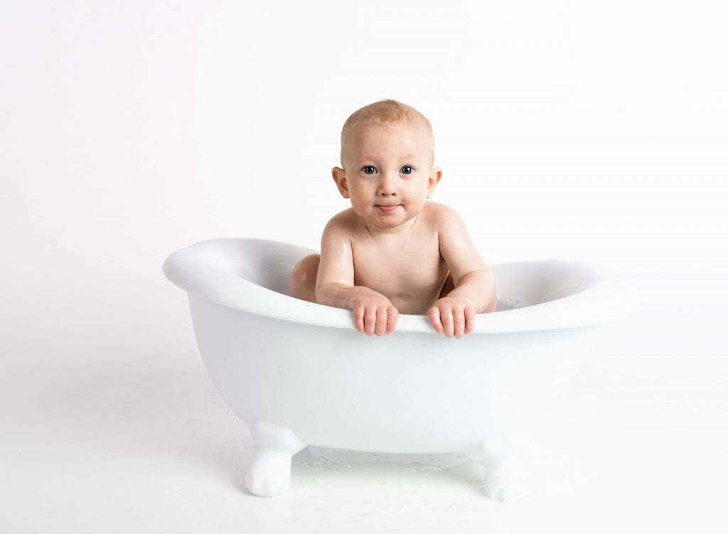 Bathing baby sale in tub